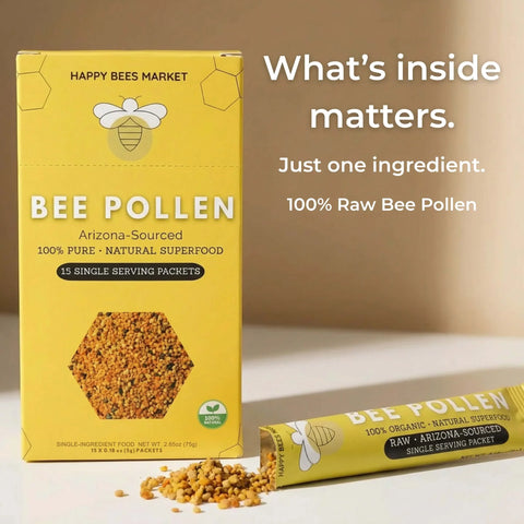 Stick of raw Arizona bee pollen from Happy Bees Market.