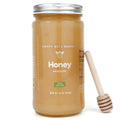 Raw Arizona Mesquite Honey 12oz jar from Happy Bees Market for seasonal allergy relief.