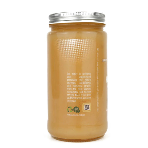 Organic mesquite honey in traditional 12 oz glass Muth Jar – earthy flavor