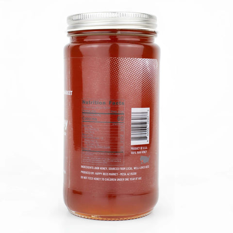 Organic 12oz Wildflower Honey jar by Happy Bees Market.