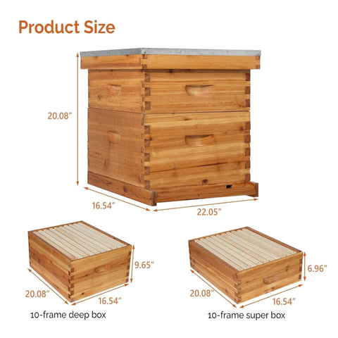 Double-Wax Coated Beehive Starter Kit | Solid Wood Construction | Beekeeping Essentials