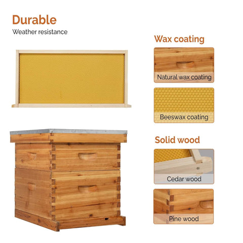 Double-Wax Coated Beehive Starter Kit | Solid Wood Construction | Beekeeping Essentials