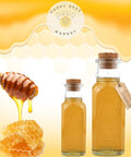 Golden raw wildflower honey in embossed glass Muth Jar – 1 lb size