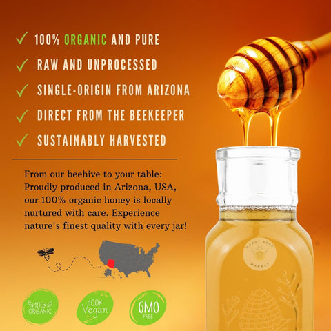 Wildflower honey from Arizona – 100% organic and unfiltered in glass Muth Jar