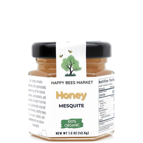 Mini 1.5 oz Muth Jar filled with raw Arizona mesquite honey – perfect sample size