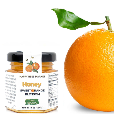 Sample size orange blossom honey – 1.5 oz glass jar from Happy Bees Market